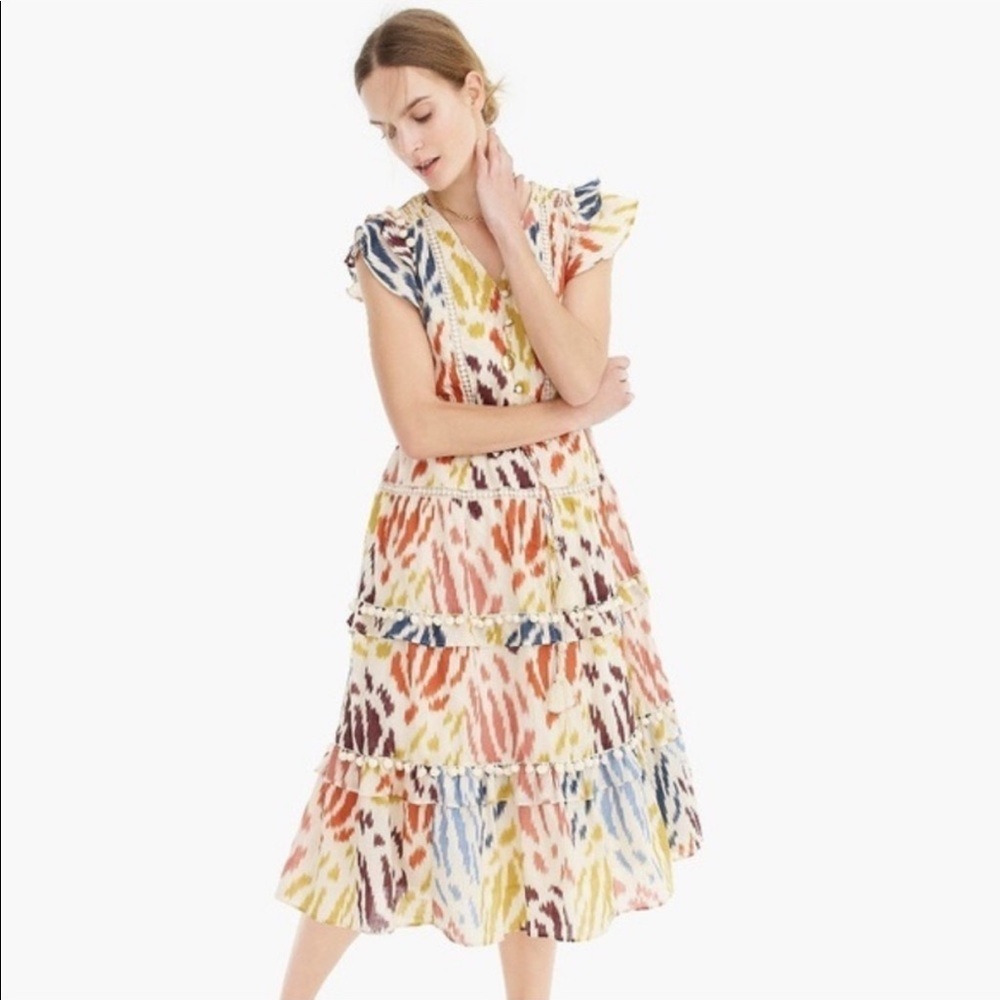 j. crew point sur flutter sleeve dress ratti ikat